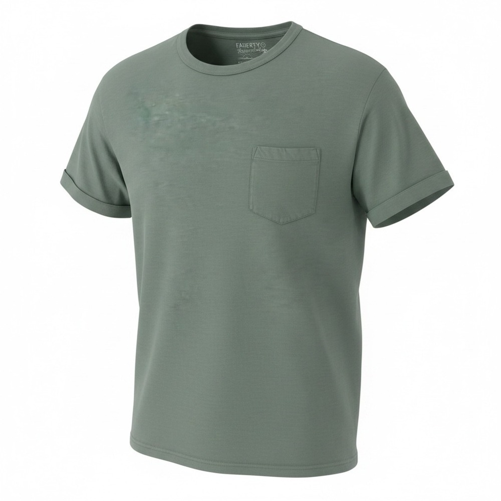 Faherty Men's Short Sleeve Pocket Tee in Sage Green
